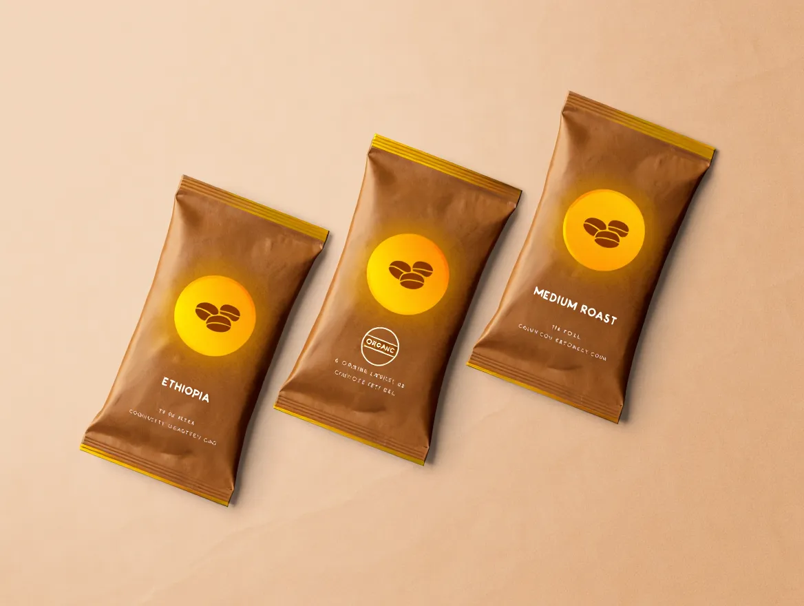 Illustration of food product labels and packaging with highlighted information areas for mindful reading